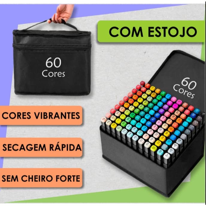 Caneta Hidrocor Para Colorir Desenho Profissional 24,36, 48, 60, Cores Conjunto De Canetinhas