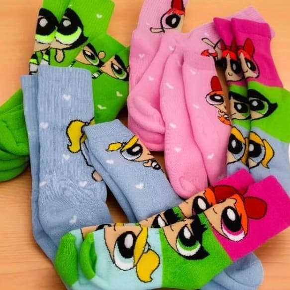 Meias Meninas Super Poderosas Meias Divertidas Cano Longo Meia de Algodão