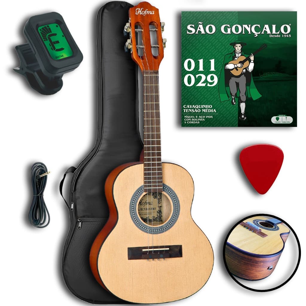 Cavaco Hofma HCV30 Elétroacústico Kit Com Capa, Afinador, Jogo de Cordas e Palheta