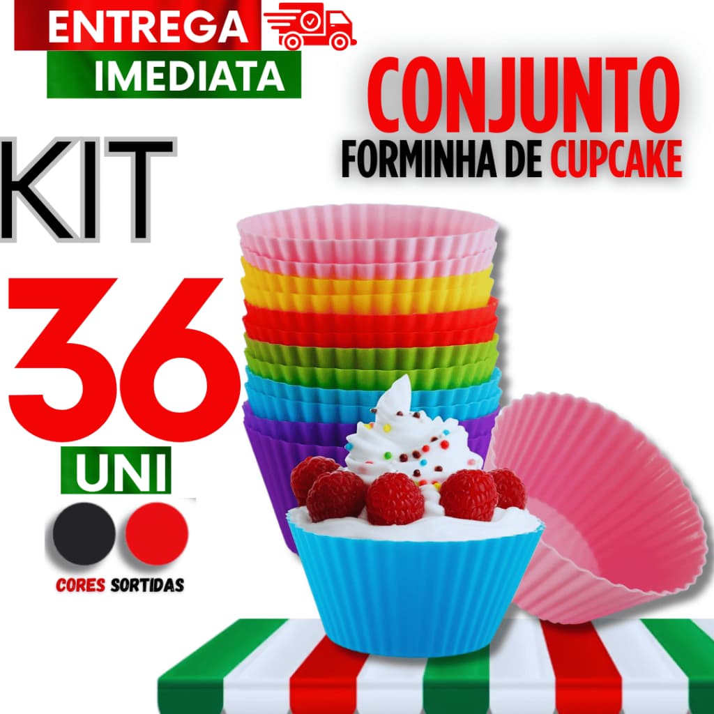 Jogo 36 Peças  Forminha de Silicone Redonda para Cupcake, Muffin Resistencia Garantida linha premium