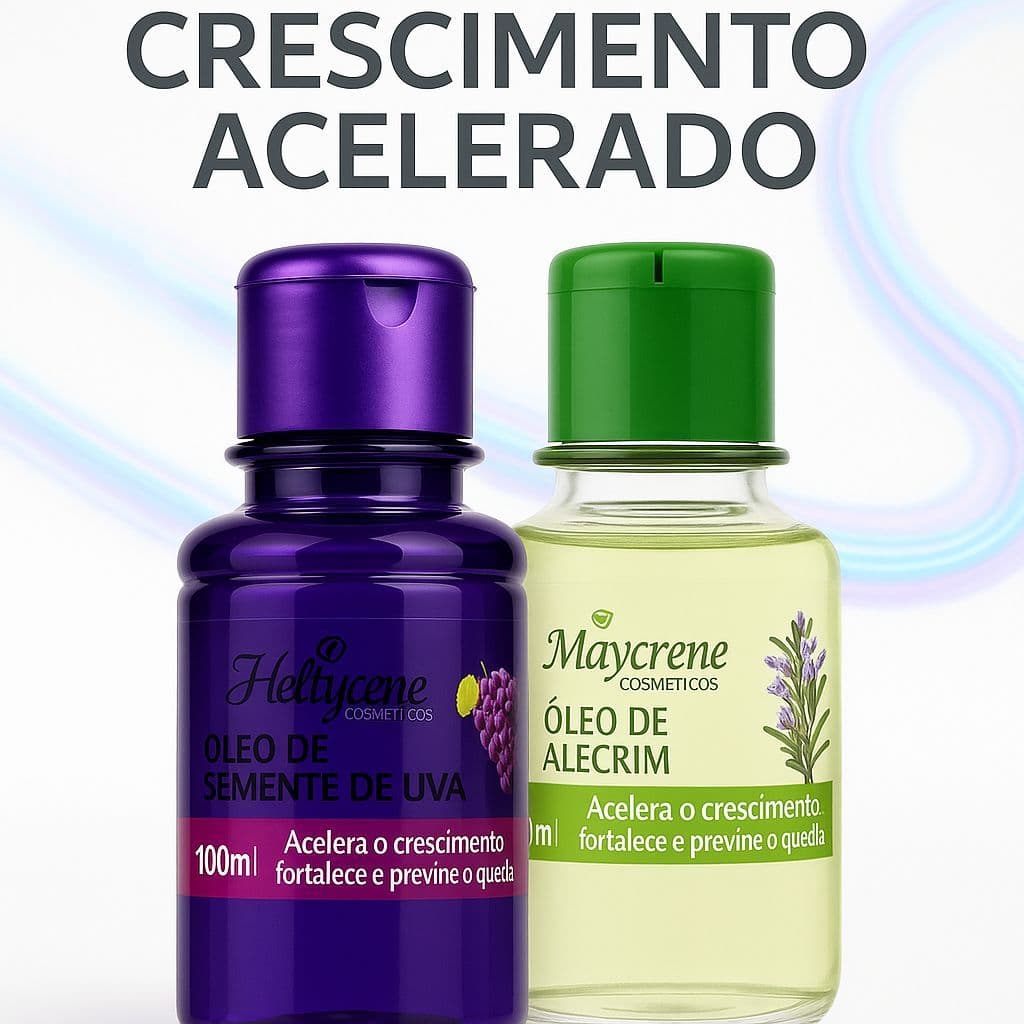 Kit Óleo de Alecrim Crescimento + Óleo de Uva Anti Queda Fortalecimento Capilar
