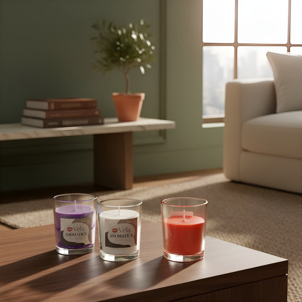 Vela Aromática Vidro Cera Parafina Microcristalina Fragâncias Ambiente