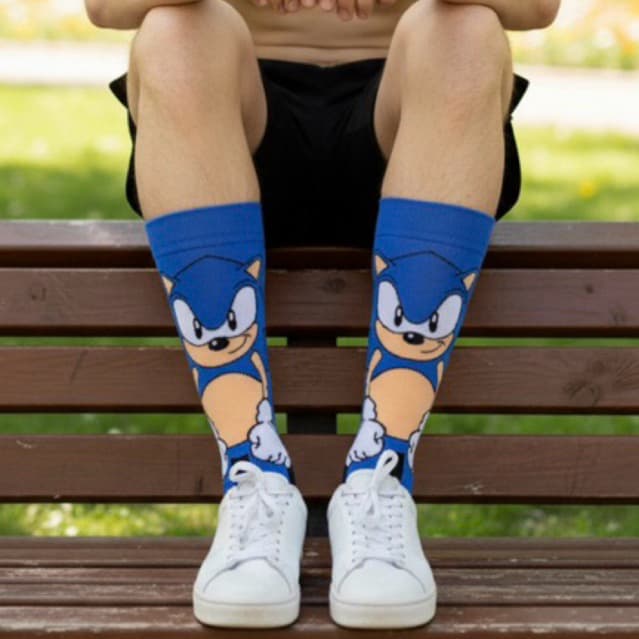 Meia Sonic Azul Gamer  Porco Espinho ouriço hedgehog Unissex Adulto • Macia  Estilosa Super Confortável• Tamanho 34 - 43