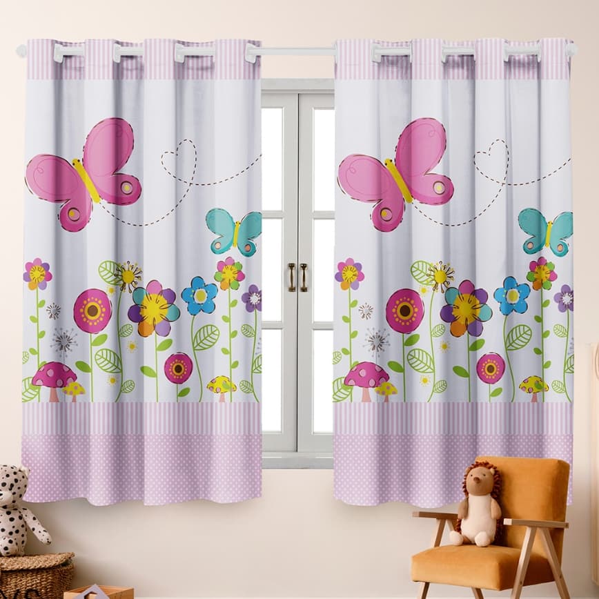 Cortina Infantil 2 Metros Jardim Encantado Decoração Quarto de Meninas, Baby, Bebê