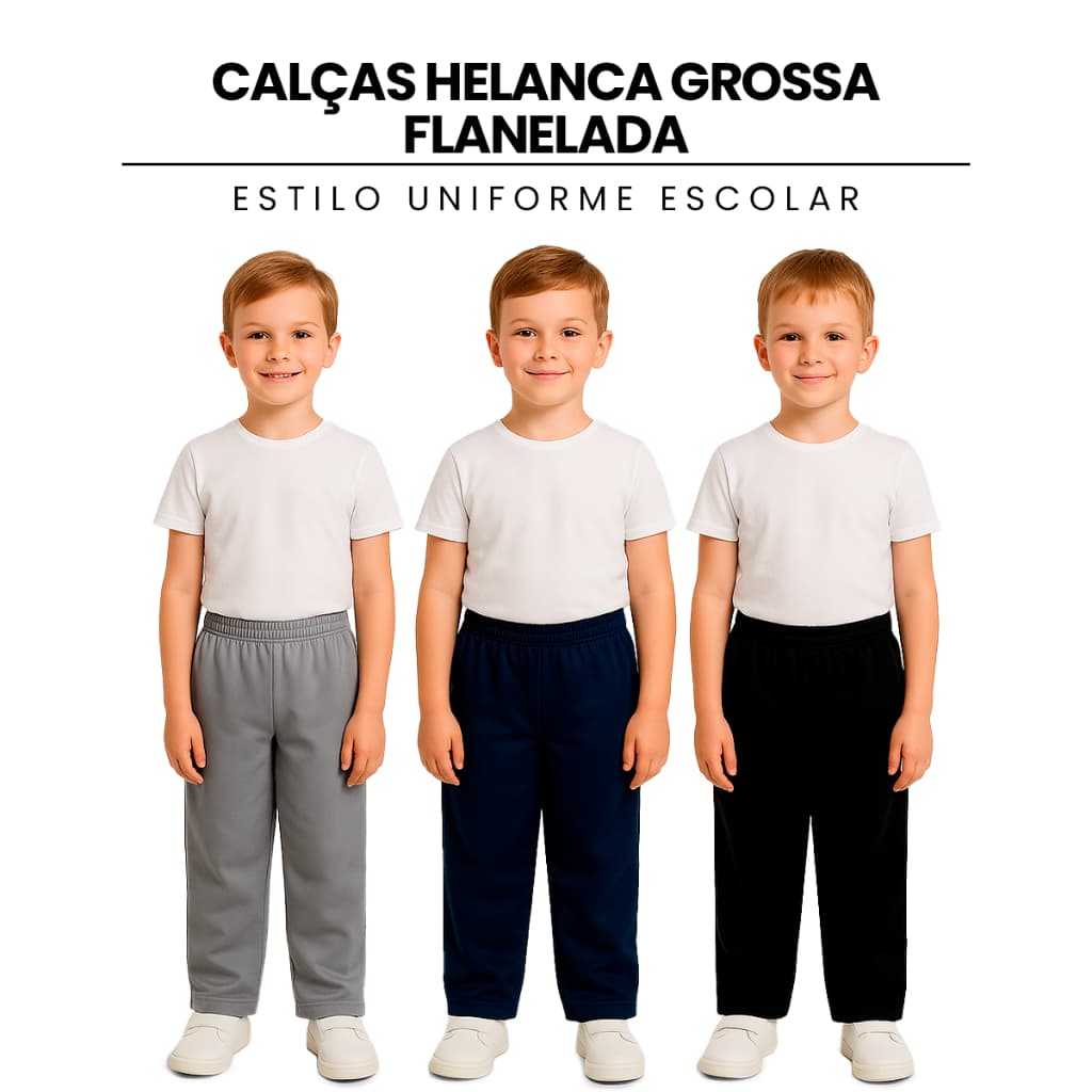Calças Helanca Grossa Flanelada tipo Uniforme Escolar para frio