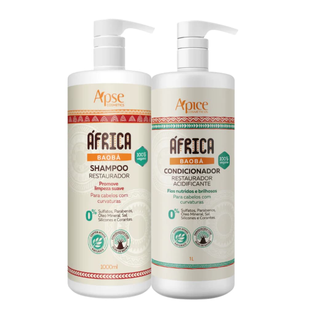 Kit Apice Shampoo Condicionador África Baobá Restaurador 1000ml