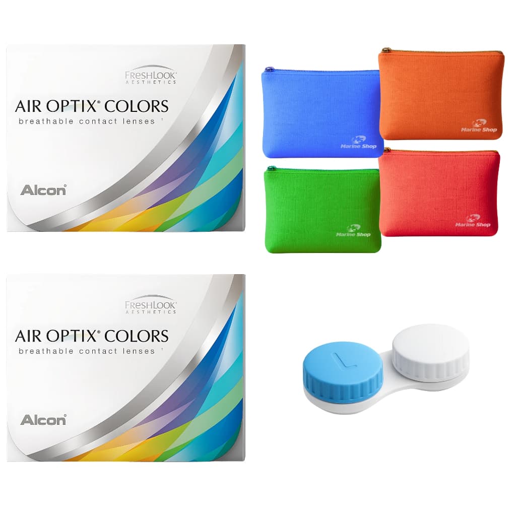 2 Pares de Lentes De Contato Air Optix Colors com Estojo e Necessaire Com Grau (Sob encomenda)