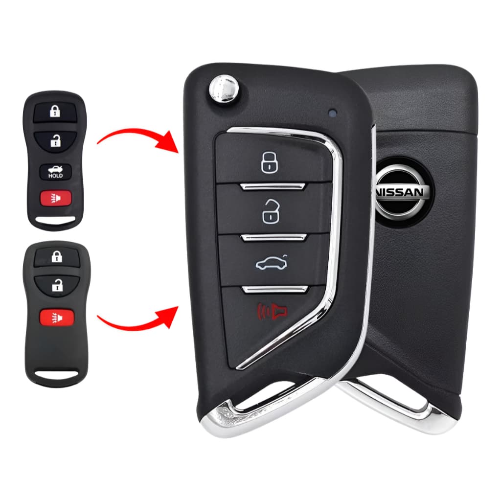 Chave Completa Nissan March Versa Tiida 3 Botões + Panico Telecomando Para Alarme Original
