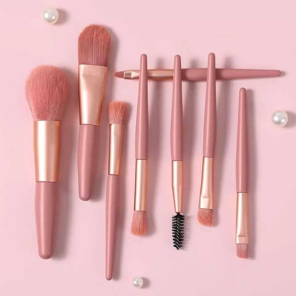 Mini Pincéis de Maquiagem 8 Peças – Pincéis Profissionais para Olhos e Rosto Portáteis