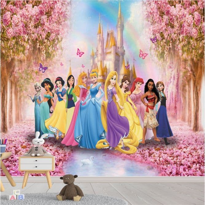 Papel de Parede Adesivo das Princesas Decoração Quarto Infantil Menina