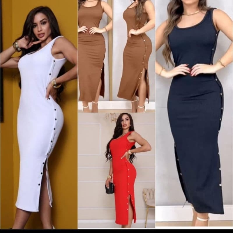 vestido longo   de anaruga con votoes lateral