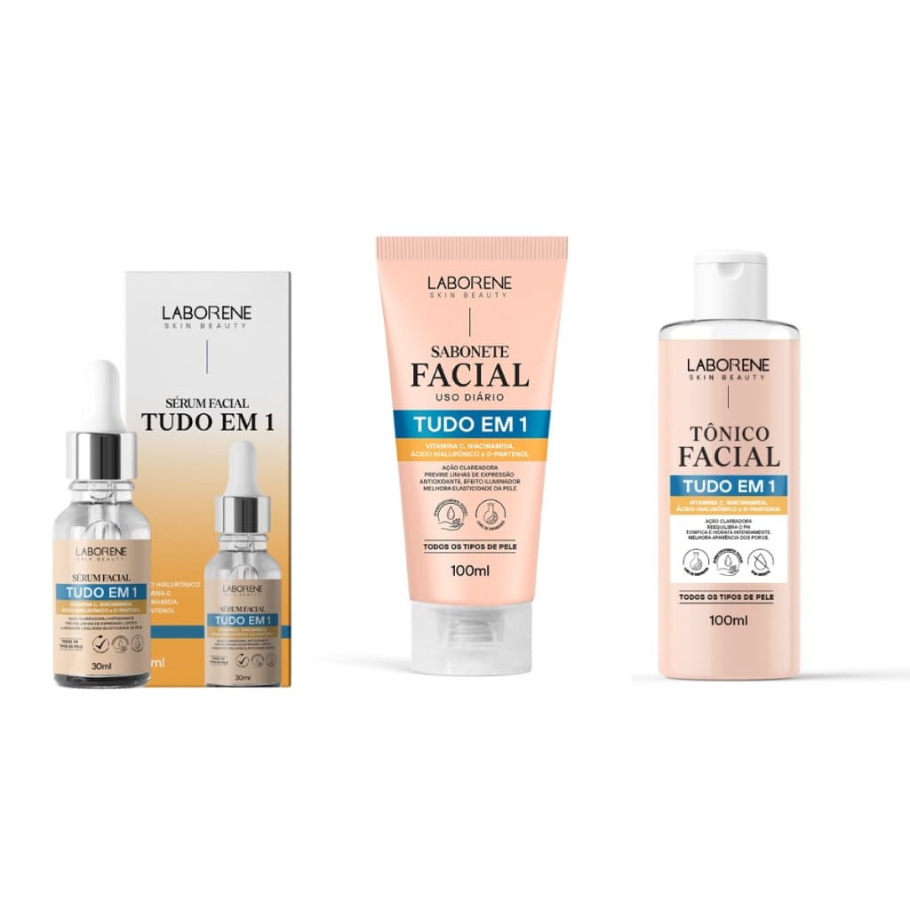 Kit Skin Care Facial Tudo em 1 Sérum+Tônico+Sabonete Laborene