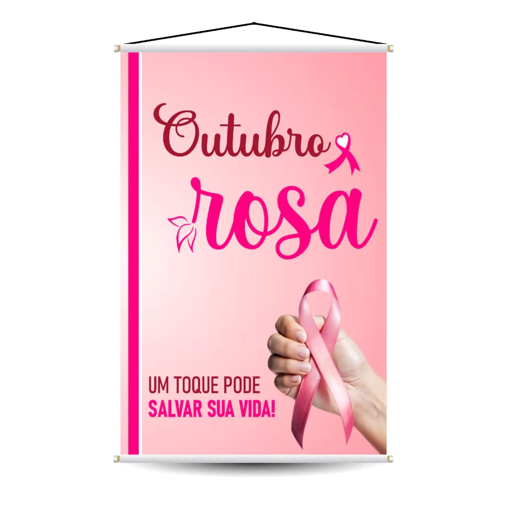 Banner Outubro Rosa Conscientização Campanha Saúde Clínica Loja Empresa Lona Decorativa MOD 4 Decoreshow