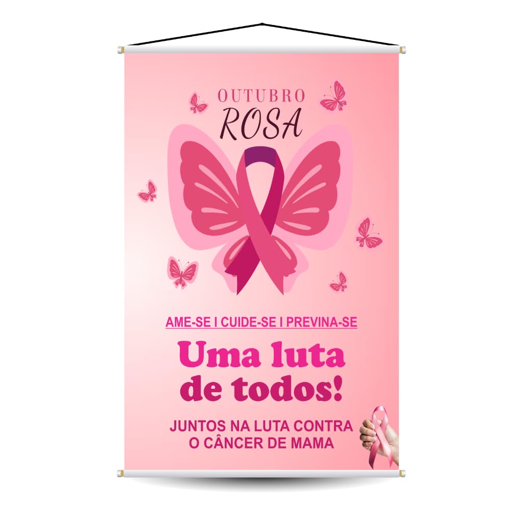 Banner Outubro Rosa Conscientização Campanha Saúde Clínica Loja Empresa Lona Decorativa