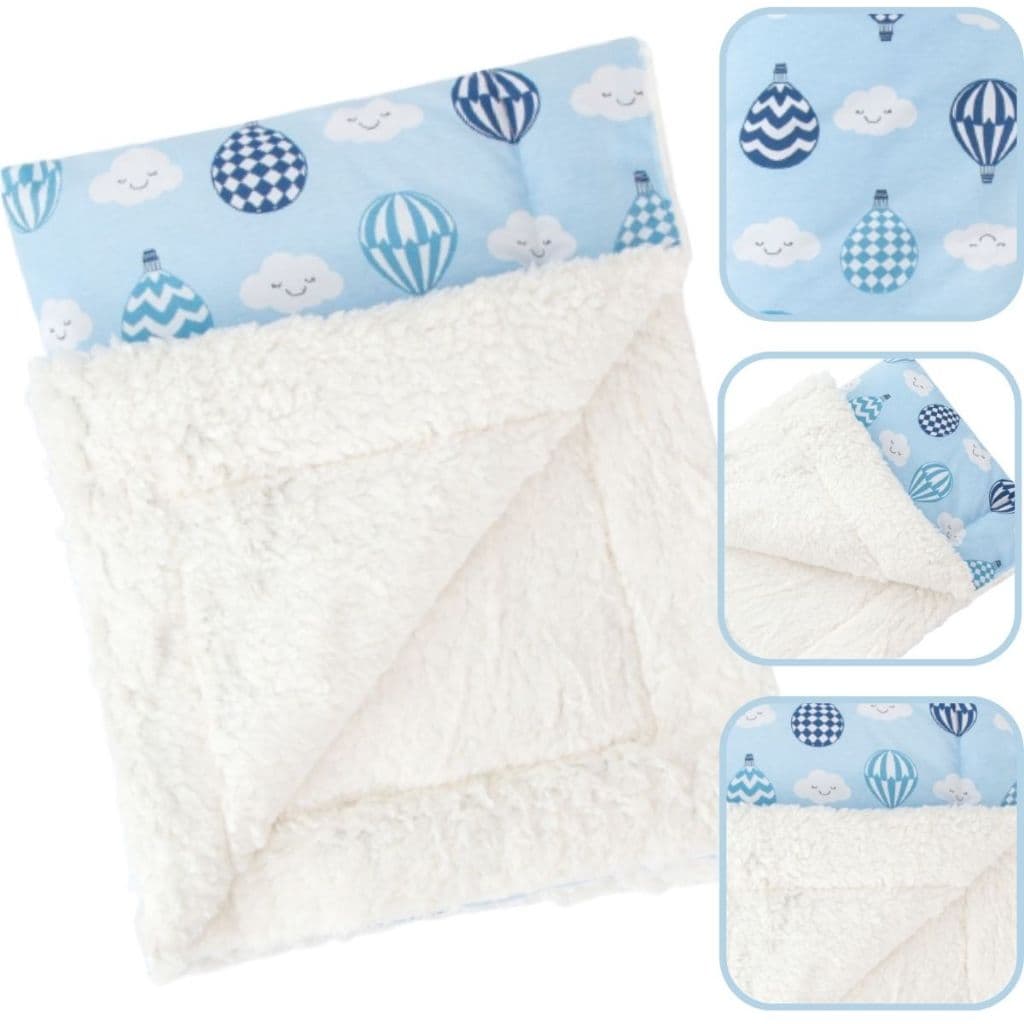 Mantinha Cobertor para Bebe Menino Sherpa Inverno Balao Azul
