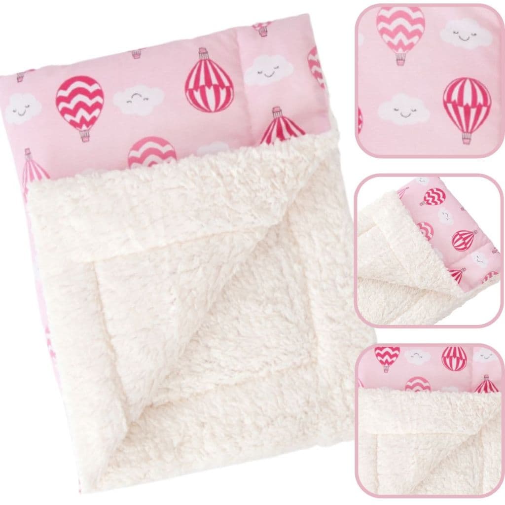 Mantinha Cobertor para Bebe Menina Sherpa Inverno Balao Rosa