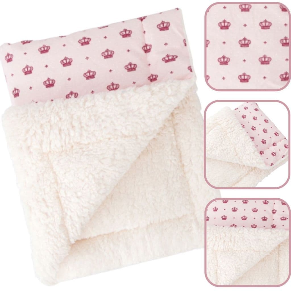 Mantinha Cobertor para Bebe Menina Sherpa Inverno Coroa Rosa