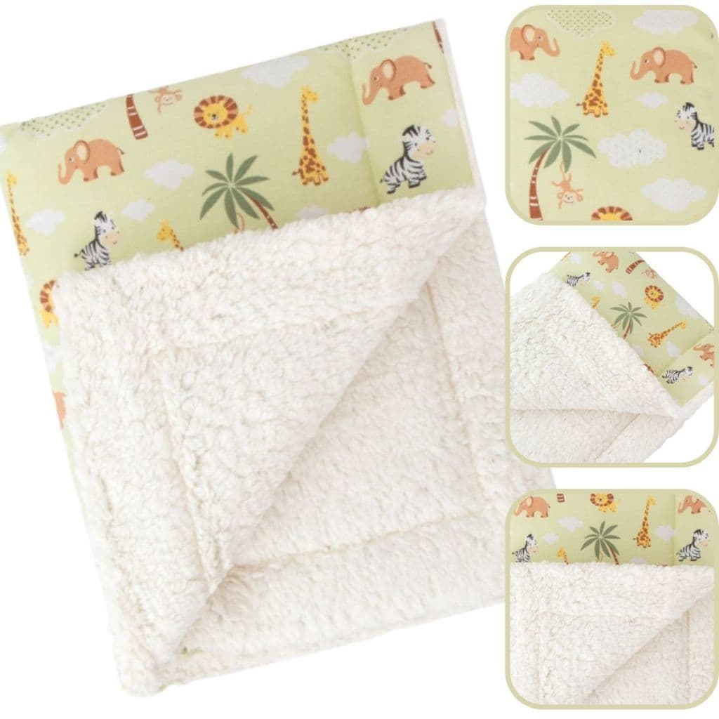 Mantinha Cobertor para Bebe Menino Sherpa Inverno Safari Palha