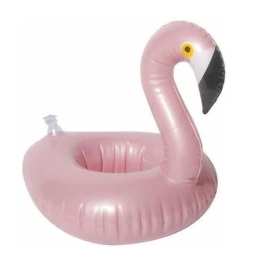 Kit com 2 Boias Porta Copo Flamingo Rose Flutuador Praia Piscina