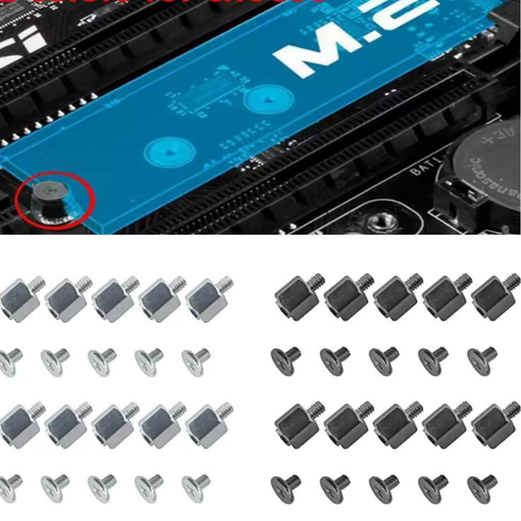 Parafuso M2 SSD Kit Porca + Parafuso Para Fixar M.2 em Placa Mãe, PC e Notebook