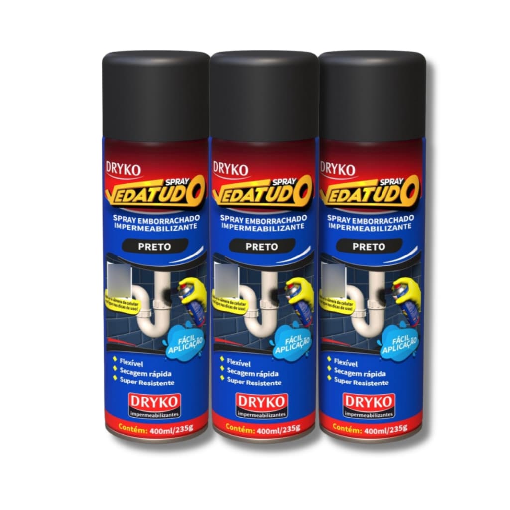 Spray Vedatudo 400ML  Borracha Líquida Impermeabilizante tinta líquida de borracha impermeável DRYKO