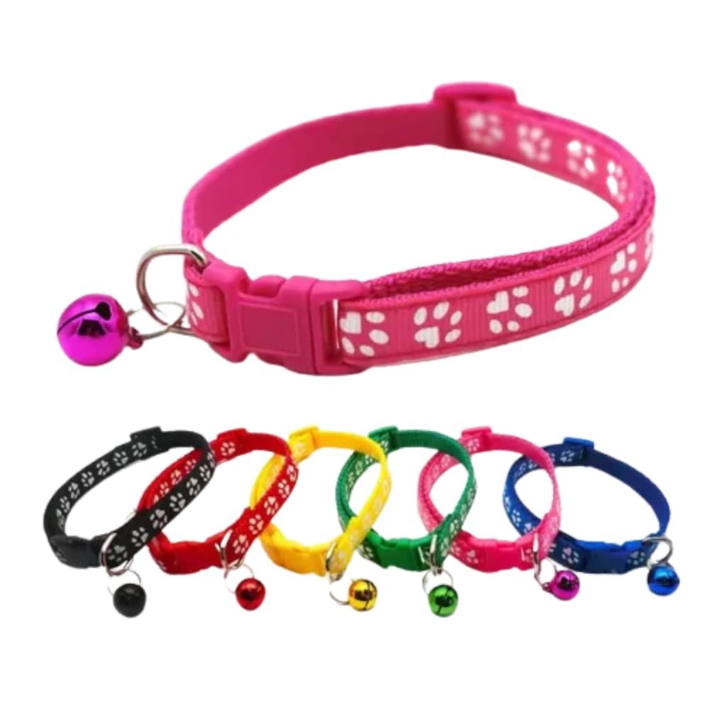kit 2 Coleiras Pet Gato Ajustável Sino Anti Enforcamento Patas Ajustável Pingente Cachorro Guizoel,