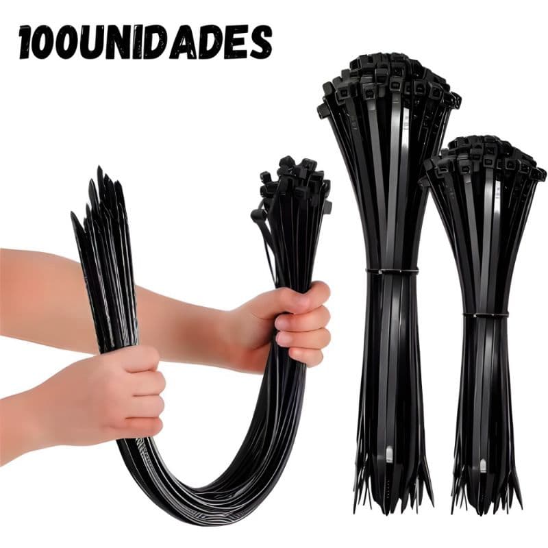 Abraçadeira de Nylon Preto Com 100 unidades