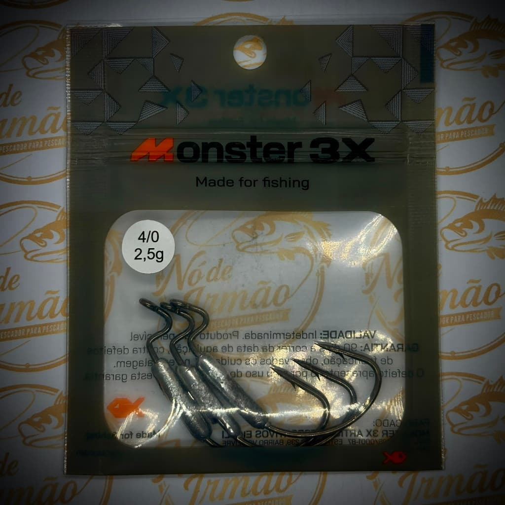 Anzol OffSet Lastreado– Monster 3X – Anzol montagem anti-enrrosco – Monster 3X – Nó de Irmão