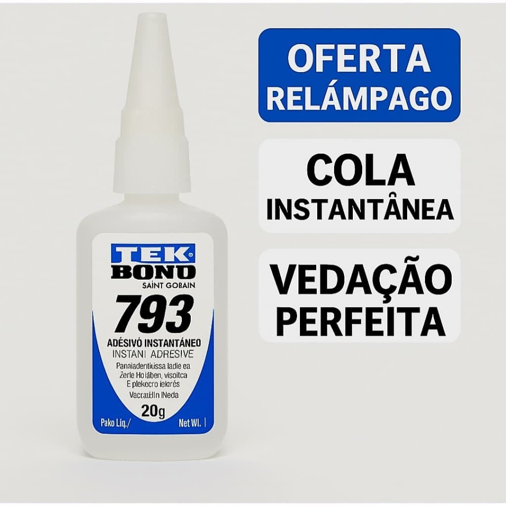 Cola Instantânea TekBond 793 | Média Viscosidade 20g – Madeira, Metal, Plástico e Mais