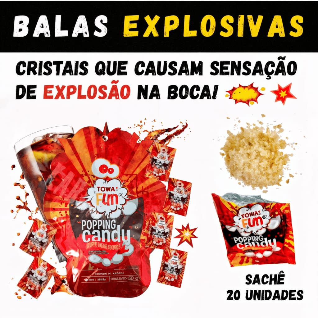 Balas Sachês Cristais de Açúcar Explosivo Explode na boca Balinha Doces Oriental Coreanos Japão