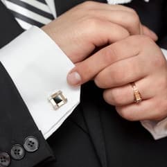 Par de Abotoaduras de Terno de forma quadrada Preta com Prata de Camisa Novidade Jóias Masculinos