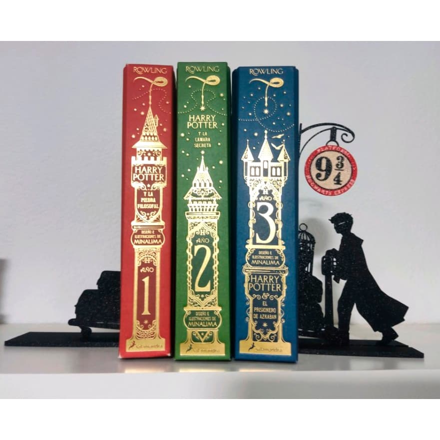 Suporte Aparador de Livros Universo Bruxo 3D | Decor Geek Fantasia | Bookend Decorativo PLÁSTICO 🧙