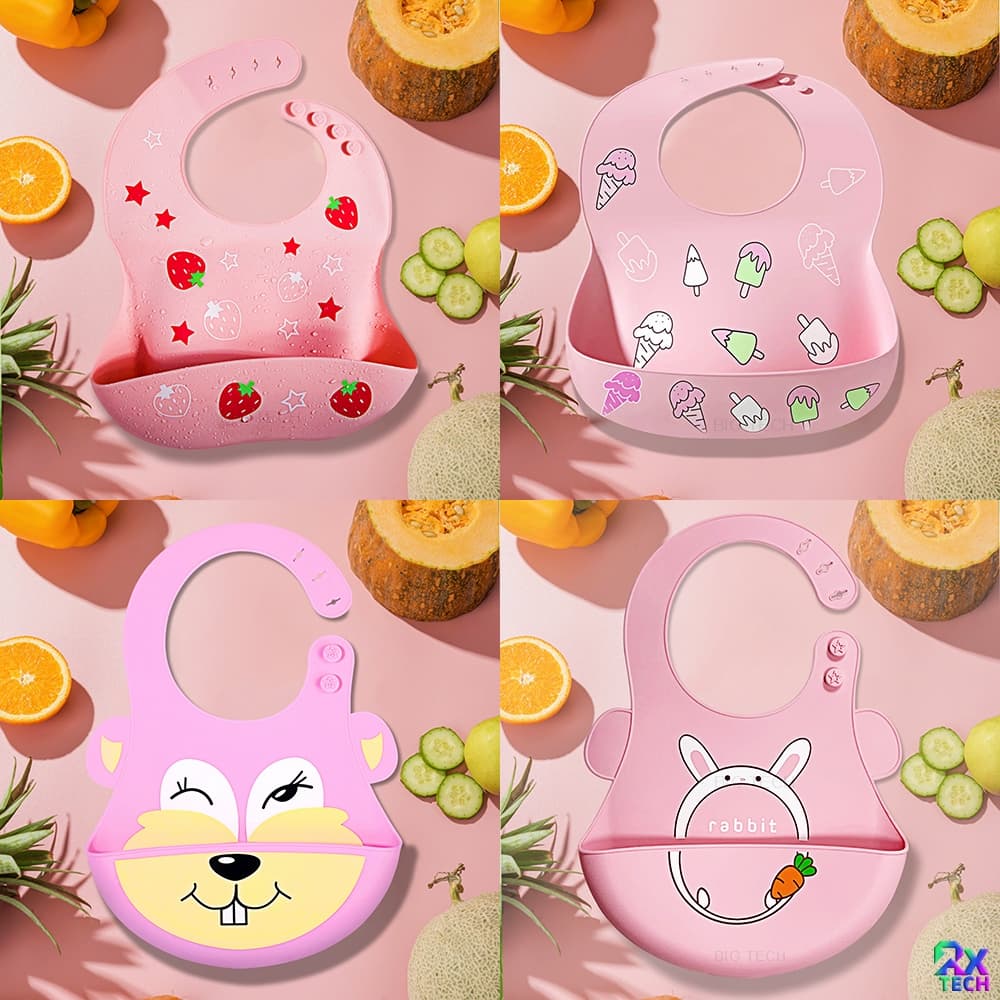Menina Babador Impermeável Babador De Silicone Para Bebe Pode Ser Reutilizado Seguro Sem Ácido