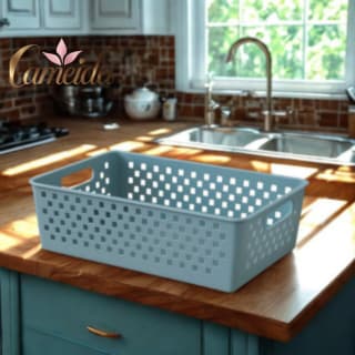 Cesto Organizador Quadrado Multiuso Grey Para Armário-Cozinha-Geladeira- Lavanderia-Gaveta- Escritório - 27x12x12cm