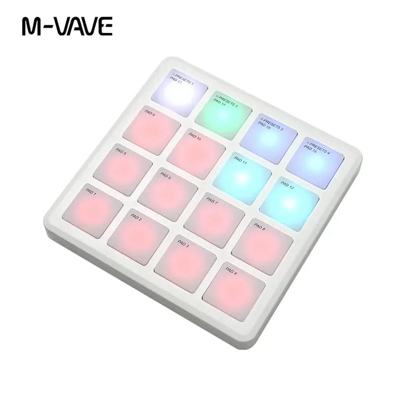 Controlador MIDI sem fio de bolso M-VAVE SMC-PAD com 16 pads de percussão Interface USB-C Design portátil Controlador de