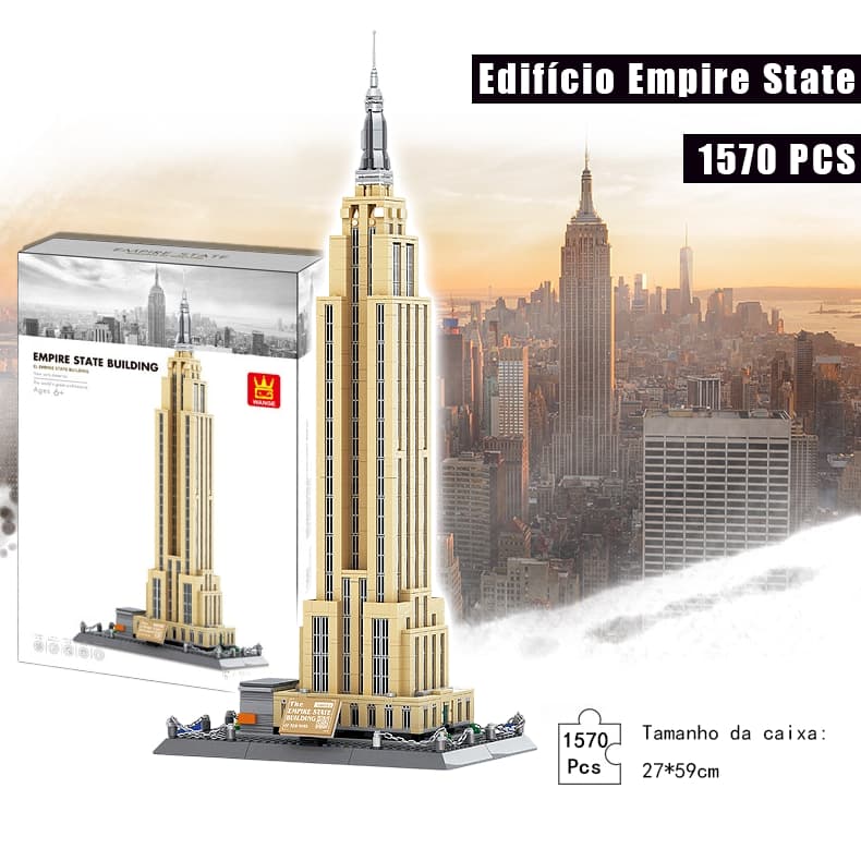 Conjunto de Blocos de Construção do Empire State Building (1570 peças) Maquete do famoso marco/edifício de Nova York
