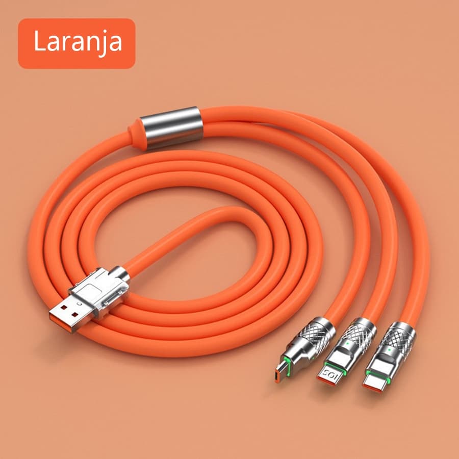 Cabo de dados de carregamento rápido 3 em 1 Cabo de carregamento Geek Soft Silicone One Drag Three Data Cable