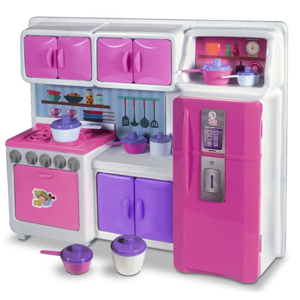 Mini Cozinha Infantil Completa | Fogão, Geladeira e Armário | Brinquedo Presente