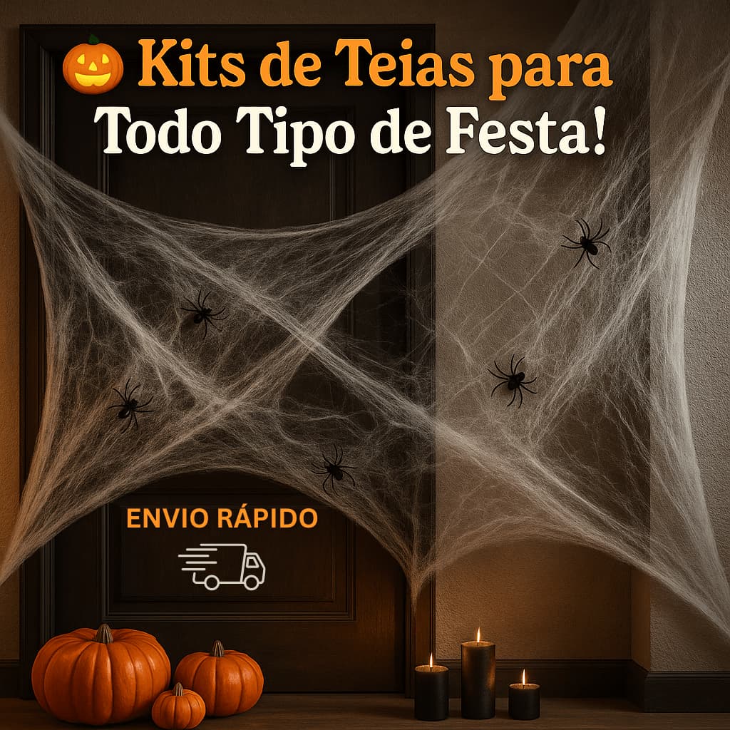 Kit Teia Artificial Festa Halloween + Aranhas PROMOÇÃO