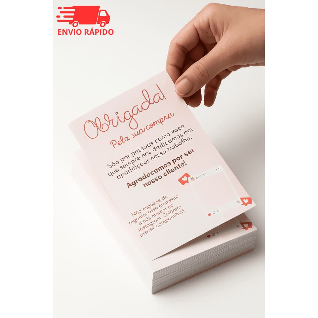 200 Tag Obrigado pela compra em papel brilhoso | Cartão agradecimento | Flyer