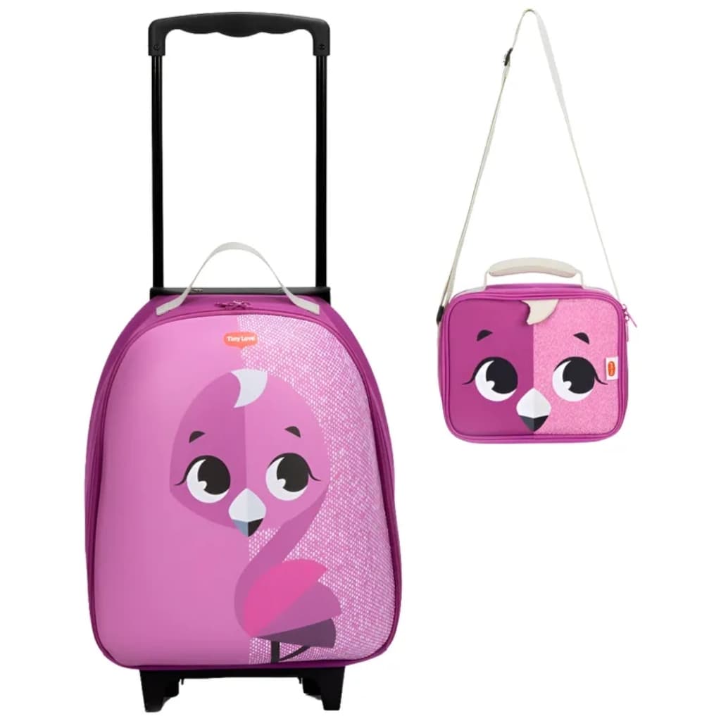 Mochila de Rodinhas Infantil Tiny Love Flamingo Roxa com Lancheira