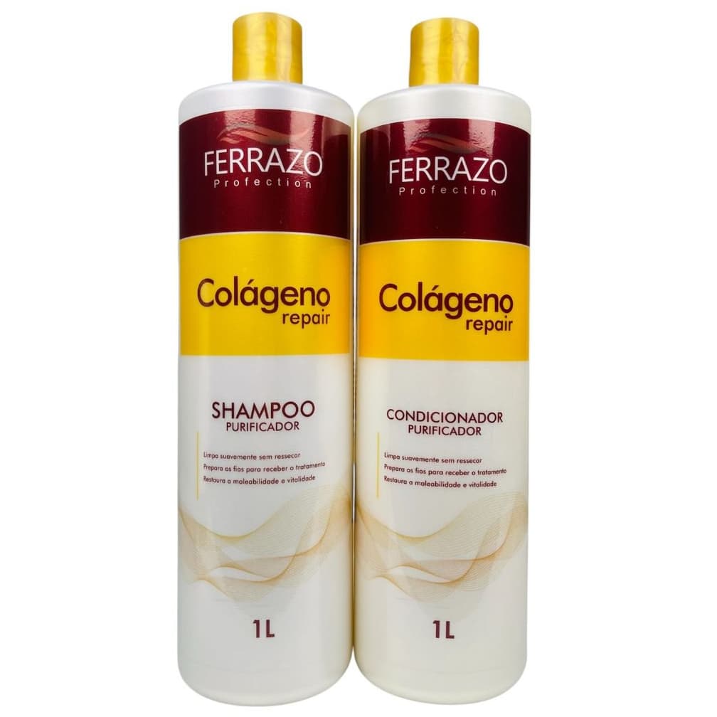 Kit Colágeno Capilar Purificador com Colágeno Hidrolisado Maciez e Brilho 1L Ferrazo Profection