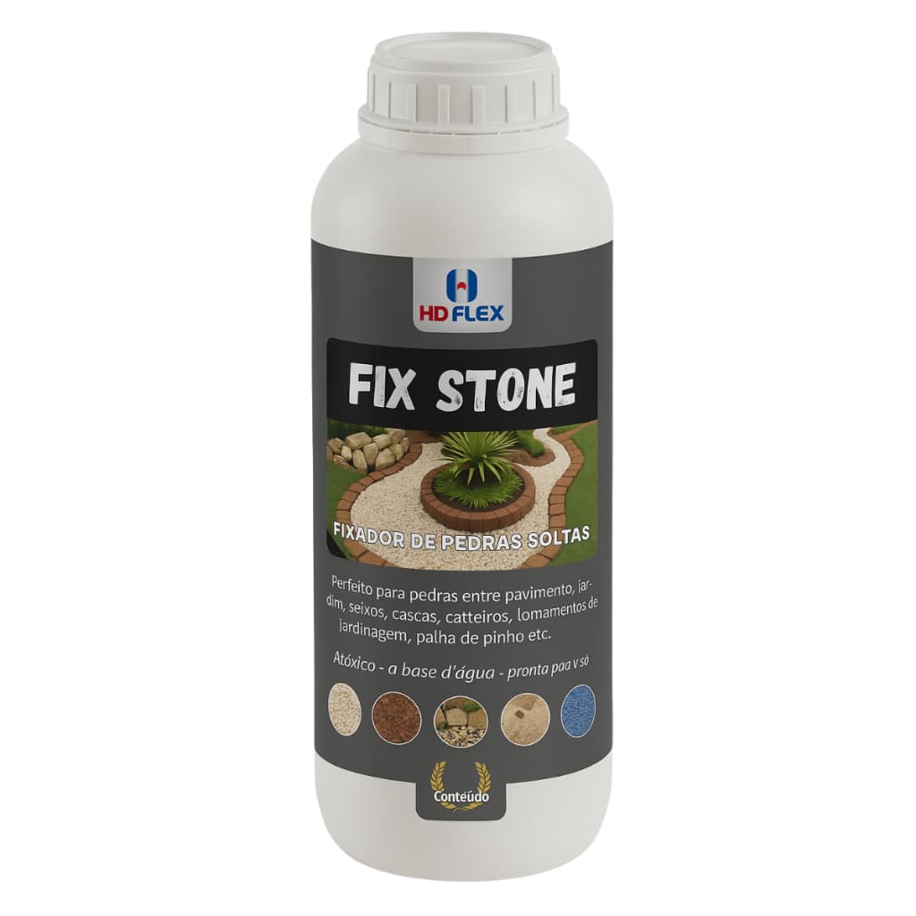 Fixador De Pedras Soltas Fix Stone 1l - Para Pedras Decorativas Areia Cascas Pinhos Cola Pedra
