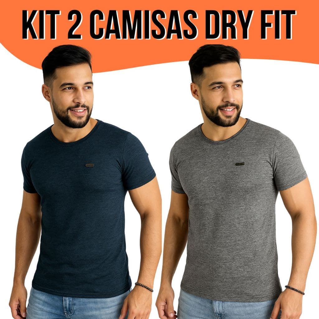 Kit 2 Camisetas Masculina Dry Fit Camisa Masculino Academia Treino Blusa Casual Manga Curta