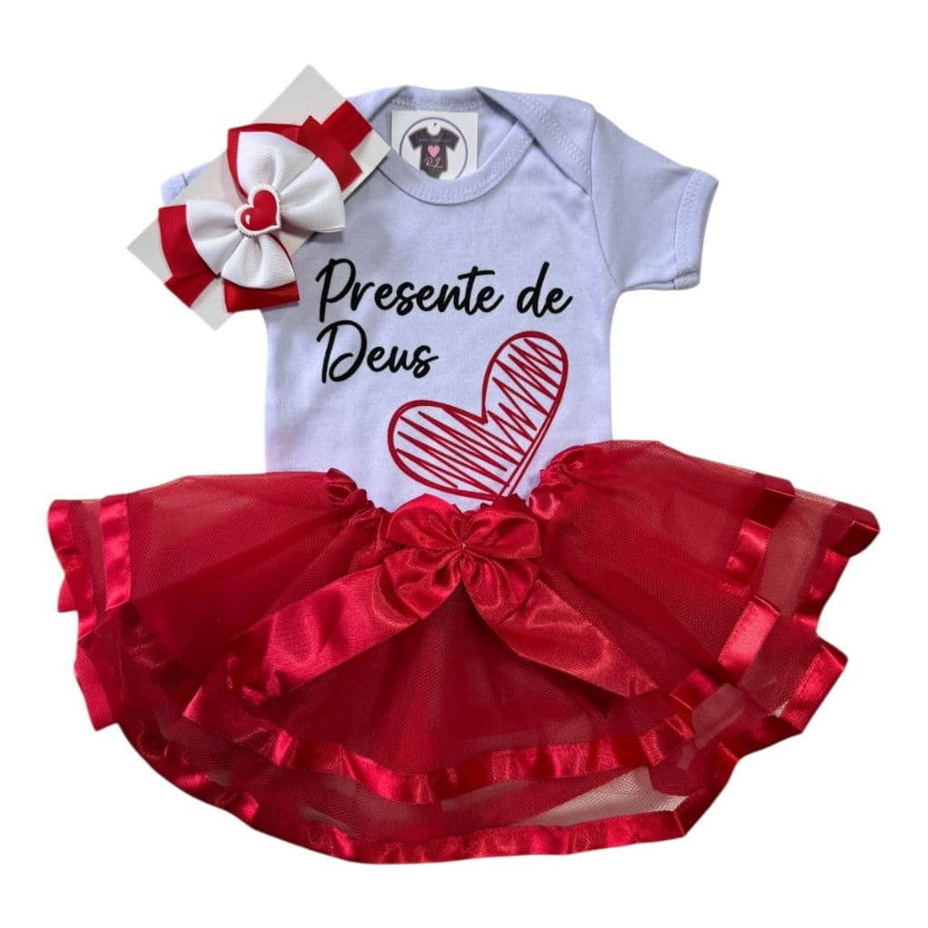 Body Bebê - Presente  de Deus + Acessórios - Frases - Escolher - Temático