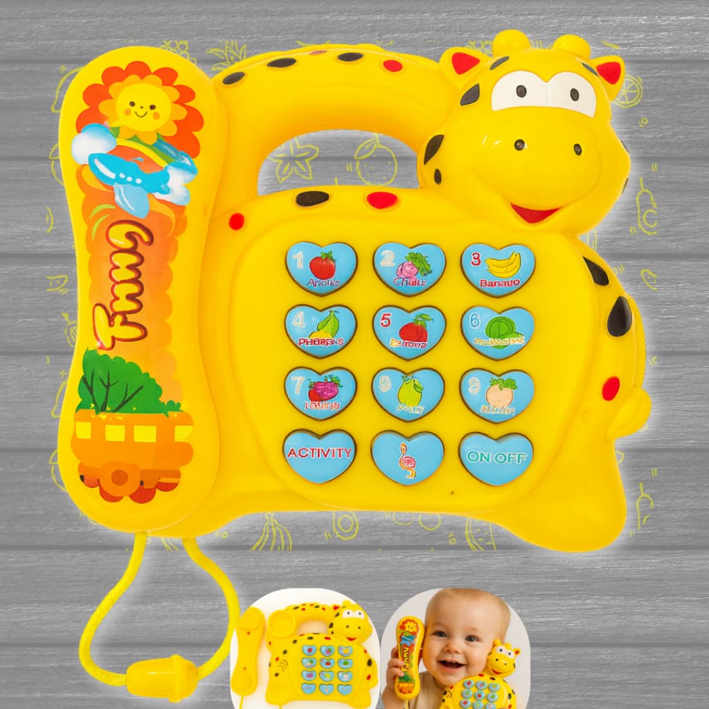 Telefone Girafa de Brinquedo 22 Teclas Interativas Diversão Garantida