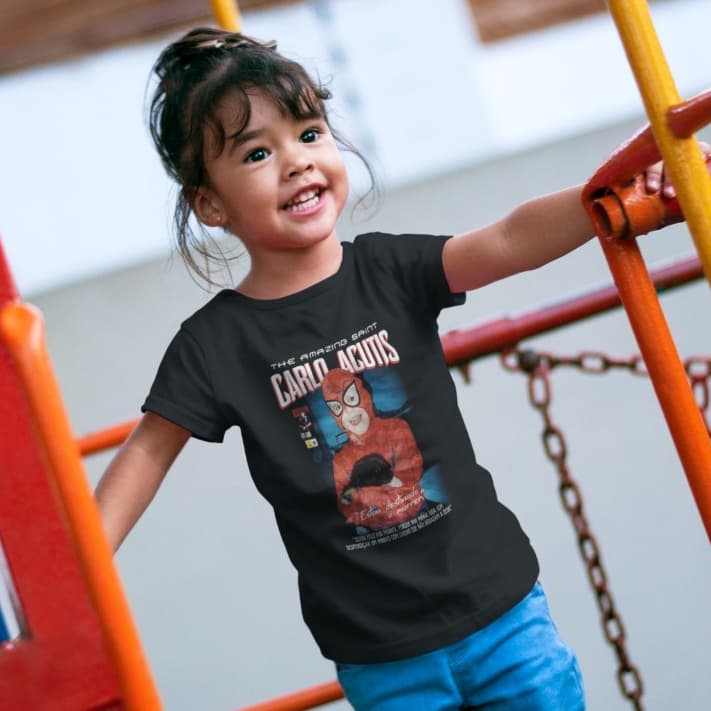 Camiseta infantil básica estampa de Carlos acutis