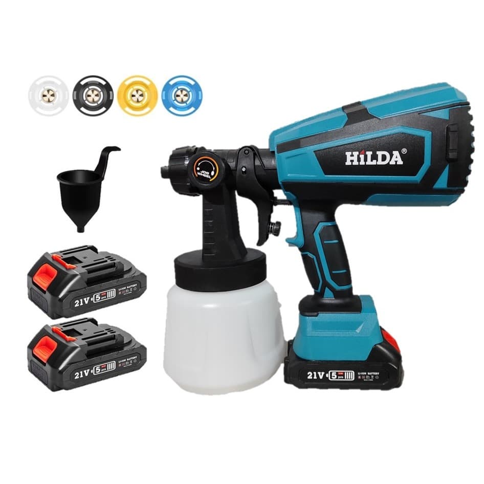 Pistola Pintura 2 Baterias 21v Pulverizador Tinta Bico Metal 4 bicos