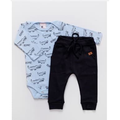 Body Manga Longa e Calça Jogger Kit Bebê RN ao GG 8804