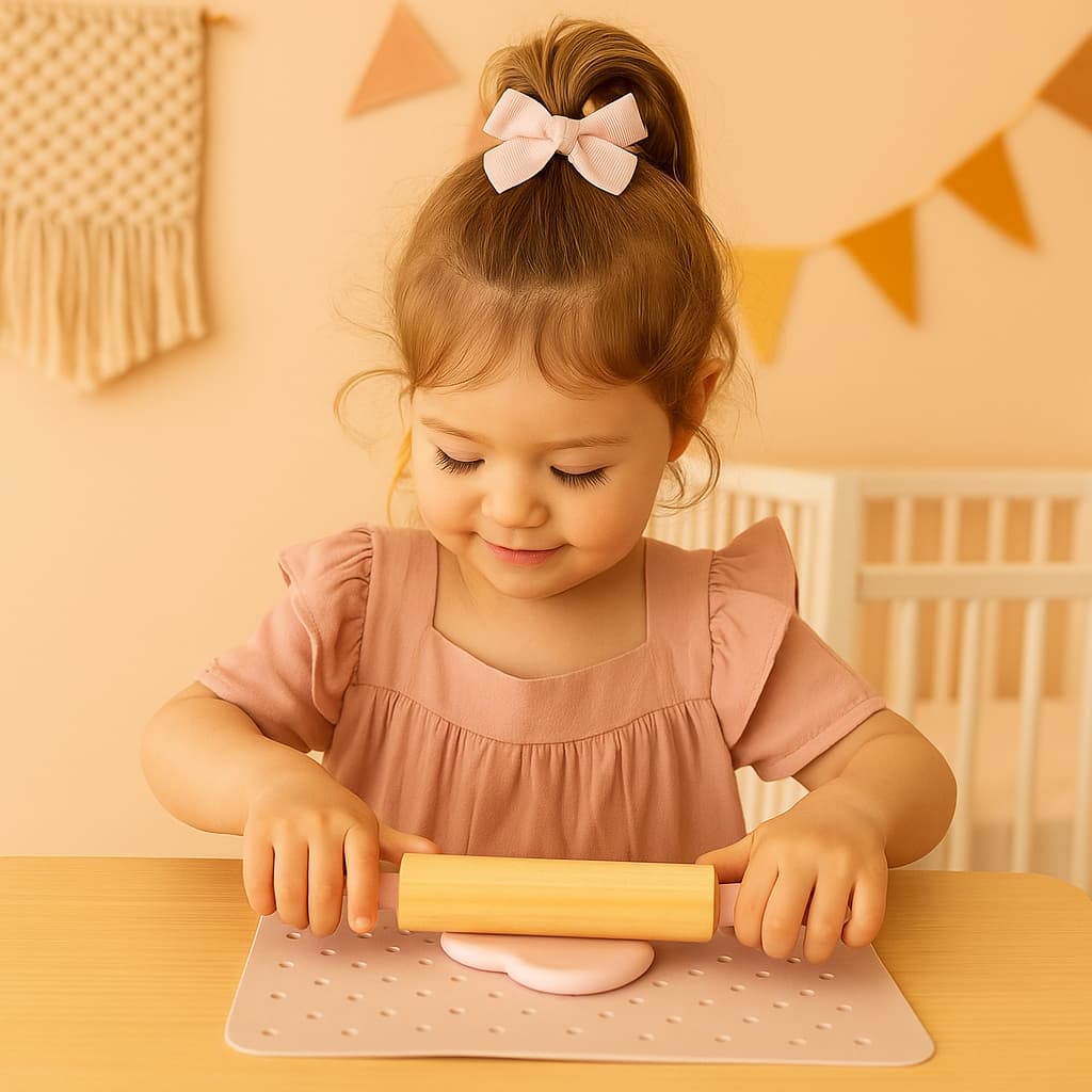 Rolo de Massinha Infantil de Madeira com Cabo – Brinquedo Educativo de Cozinha